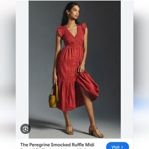 Anthropologie Peregrine Smocked Ruffle Dress Size L